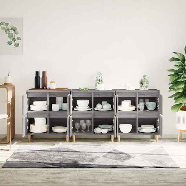 Puhvetkapid 3 tk, hall Sonoma tamm, 60 × 35 × 70 cm, tehispuit