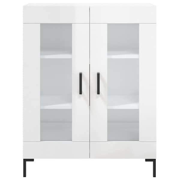 Puhvetkapp, kõrgläikega valge, 69,5 × 34 × 90 cm, tehispuit