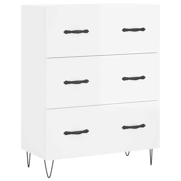 Puhvetkapp, kõrgläikega valge, 69,5 × 34 × 90 cm, tehispuit