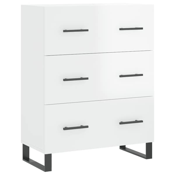 Puhvetkapp, kõrgläikega valge, 69,5 × 34 × 90 cm, tehispuit