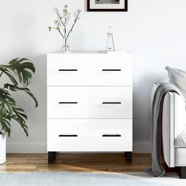 Puhvetkapp, kõrgläikega valge, 69,5 × 34 × 90 cm, tehispuit