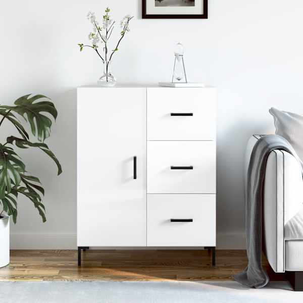 Puhvetkapp, kõrgläikega valge, 69,5 × 34 × 90 cm, tehispuit