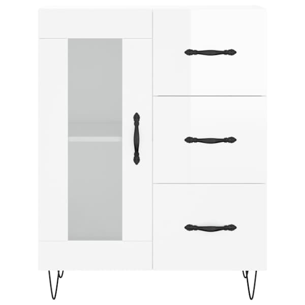 Puhvetkapp, kõrgläikega valge, 69,5 × 34 × 90 cm, tehispuit