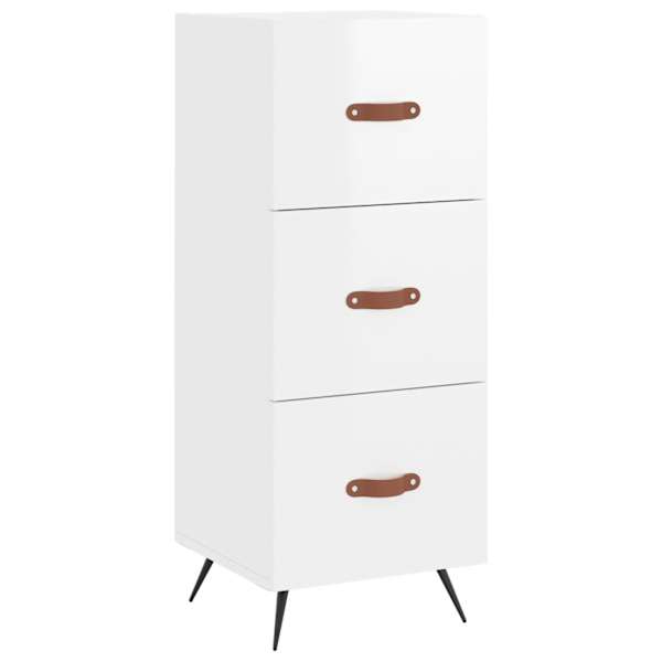 Puhvetkapp, kõrgläikega valge, 34,5 × 34 × 90 cm, tehispuit