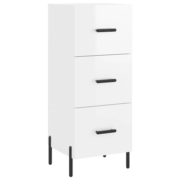 Puhvetkapp, kõrgläikega valge, 34,5 × 34 × 90 cm, tehispuit
