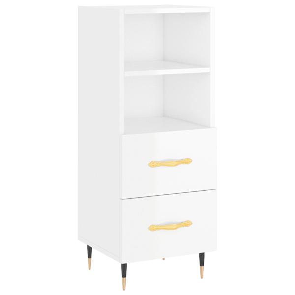Puhvetkapp, kõrgläikega valge, 34,5 × 34 × 90 cm, tehispuit