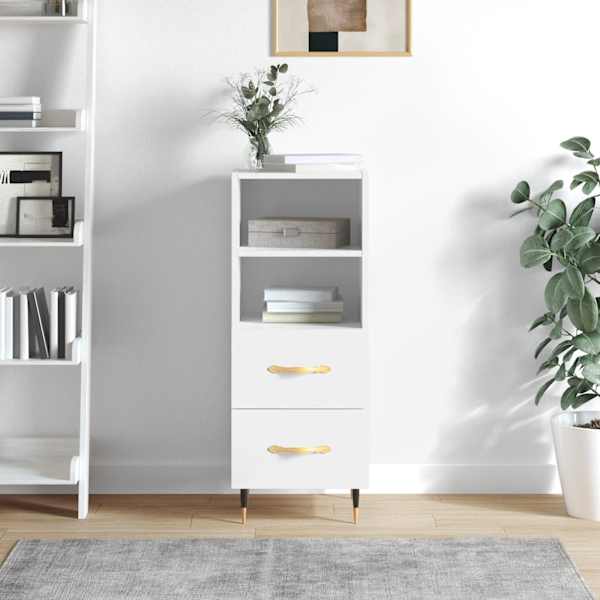 Puhvetkapp, kõrgläikega valge, 34,5 × 34 × 90 cm, tehispuit