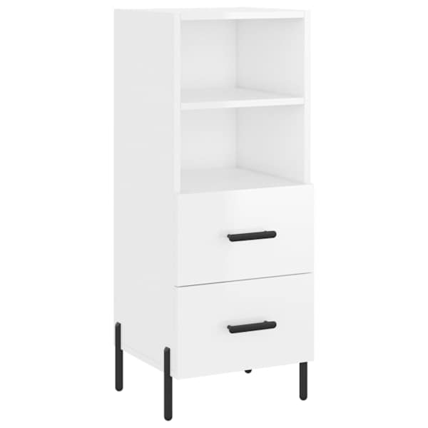 Puhvetkapp, kõrgläikega valge, 34,5 × 34 × 90 cm, tehispuit