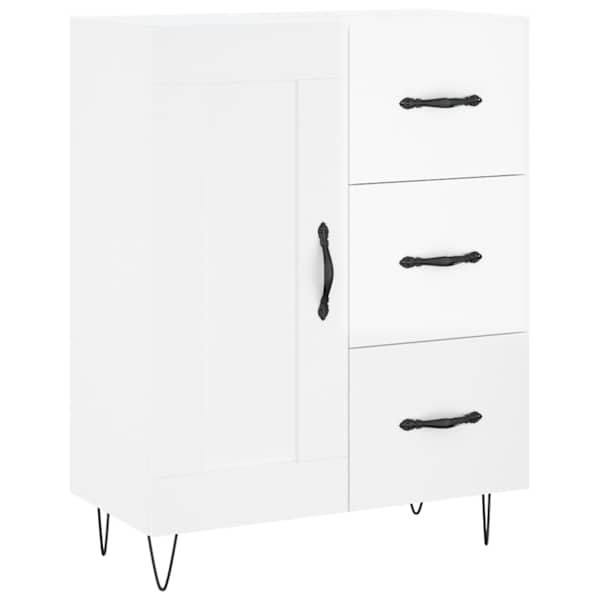 Puhvetkapp, kõrgläikega valge, 69,5 × 34 × 90 cm, tehispuit