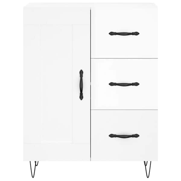 Puhvetkapp, kõrgläikega valge, 69,5 × 34 × 90 cm, tehispuit