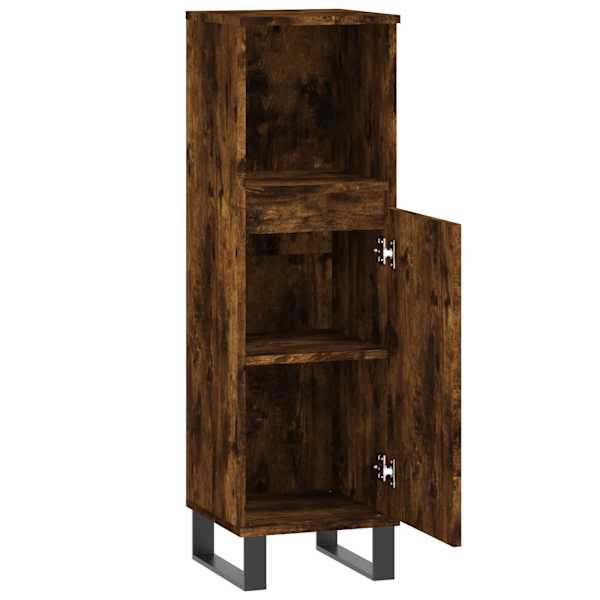 Vannitoakapp, suitsutatud tamm, 30 × 30 × 100 cm, tehispuit