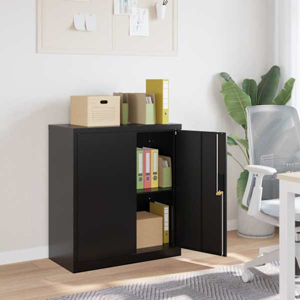 Dokumendikapp, must, 79 × 40 × 90 cm, teras