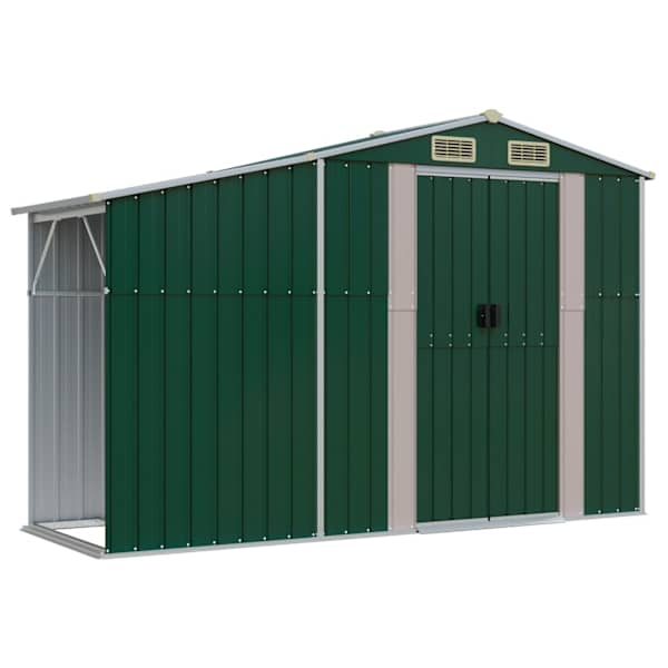 Metallist aiakuur puude varjualusega 277 × 93 × 179 cm – roheline