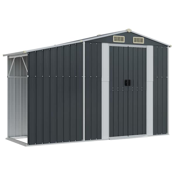 Metallist aiakuur puude varjualusega 277 × 93 × 179 cm – antratsiithall