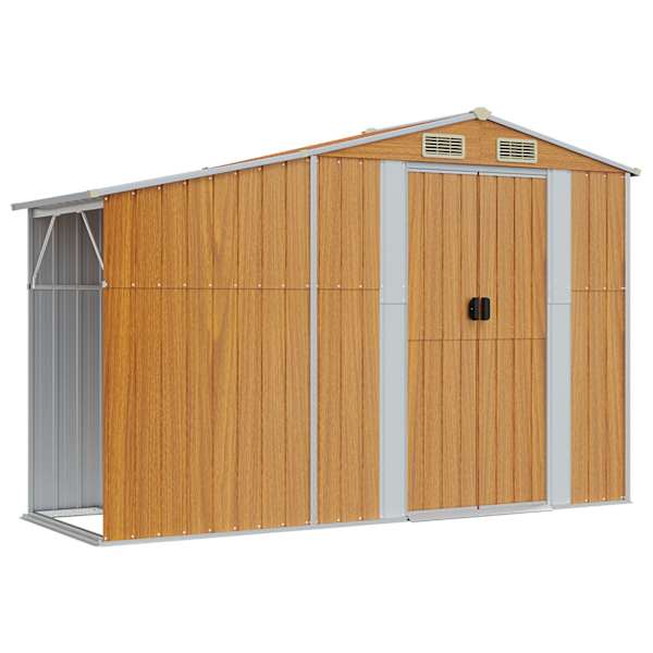 Metallist aiakuur puude varjualusega 277 × 93 × 179 cm – helepruun