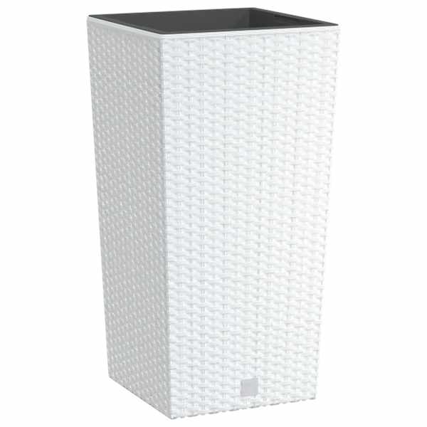 Taimekast eemaldatava sisuga 26,5 × 26,5 × 50 cm, rotangi välimusega PP (polüpropüleen) – valge