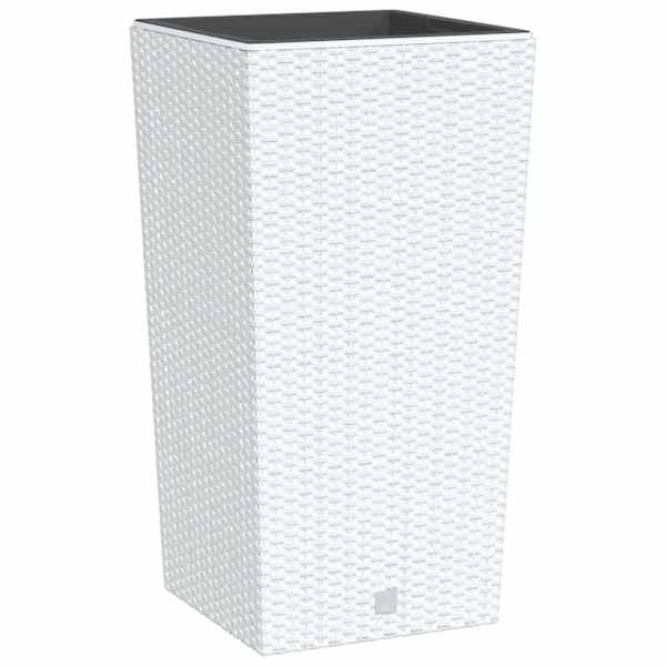Taimekast eemaldatava sisuga 32,5 × 32,5 × 61 cm, rotangi välimusega PP (polüpropüleen) – valge