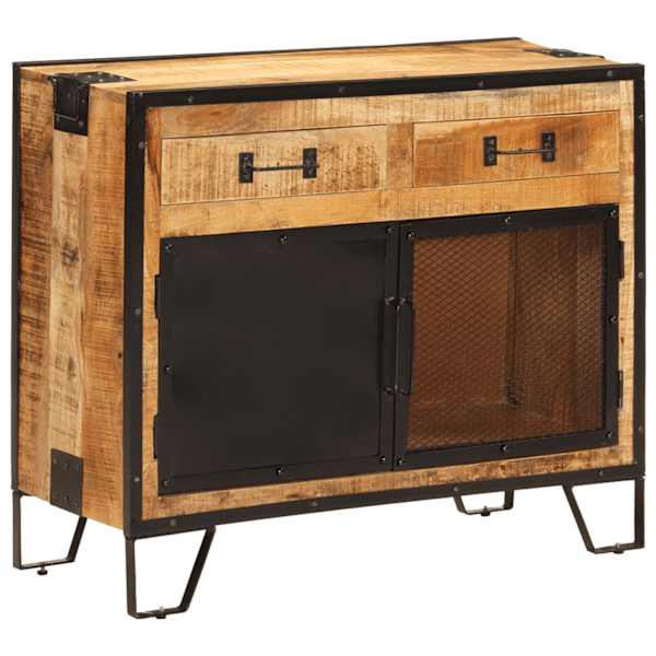 Puhvetkapp, 80 × 31 × 66 cm, töötlemata mangopuit ja metall