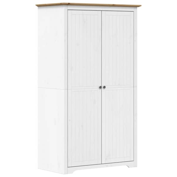 Riidekapp BODO, valge ja pruun, 99 × 53,5 × 173 cm, männipuit