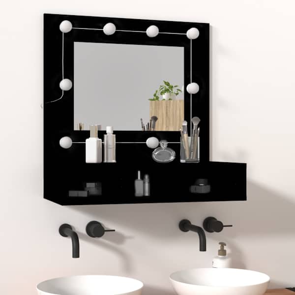 Peegelkapp LEDiga, must, 60 × 31,5 × 62 cm