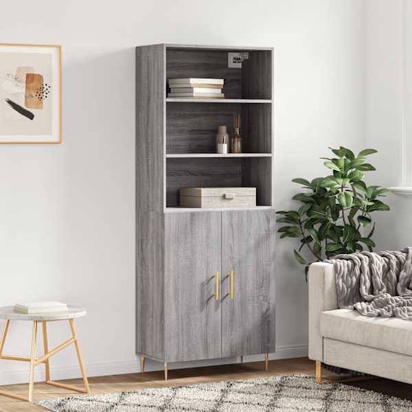 Kõrge kapp, hall Sonoma tamm, 69,5 × 34 × 180 cm, tehispuit