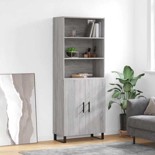 Kõrge kapp, hall Sonoma tamm, 69,5 × 34 × 180 cm, tehispuit