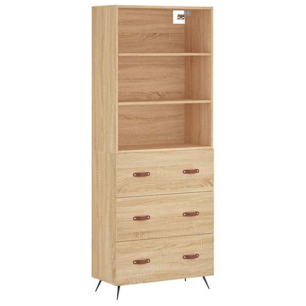 Kõrge kapp, Sonoma tamm, 69,5 × 34 × 180 cm, tehispuit