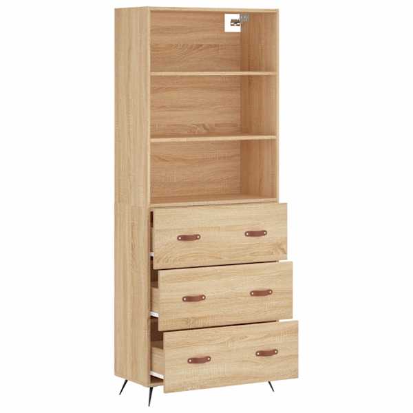 Kõrge kapp, Sonoma tamm, 69,5 × 34 × 180 cm, tehispuit