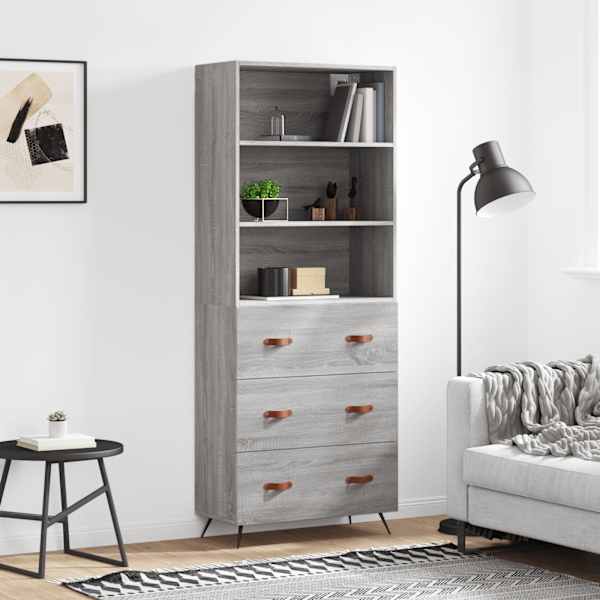 Kõrge kapp, hall Sonoma tamm, 69,5 × 34 × 180 cm, tehispuit