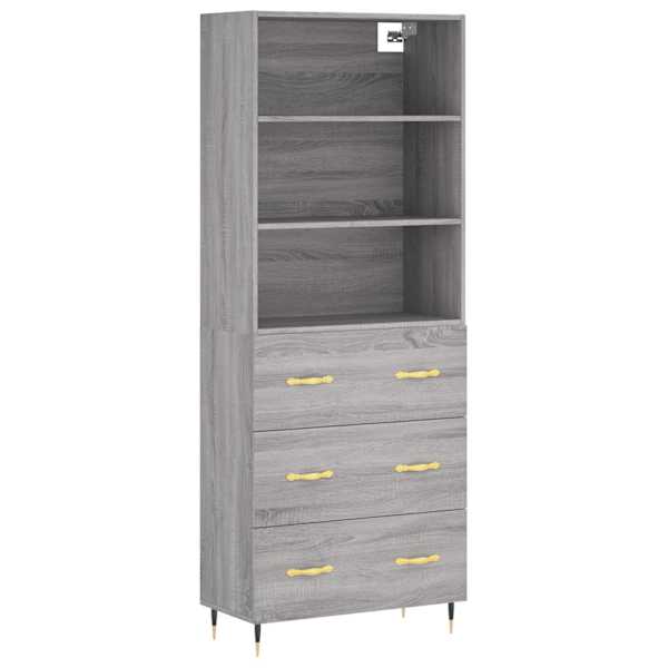 Kõrge kapp, hall Sonoma tamm, 69,5 × 34 × 180 cm, tehispuit