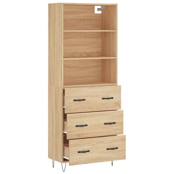 Kõrge kapp, Sonoma tamm, 69,5 × 34 × 180 cm, tehispuit