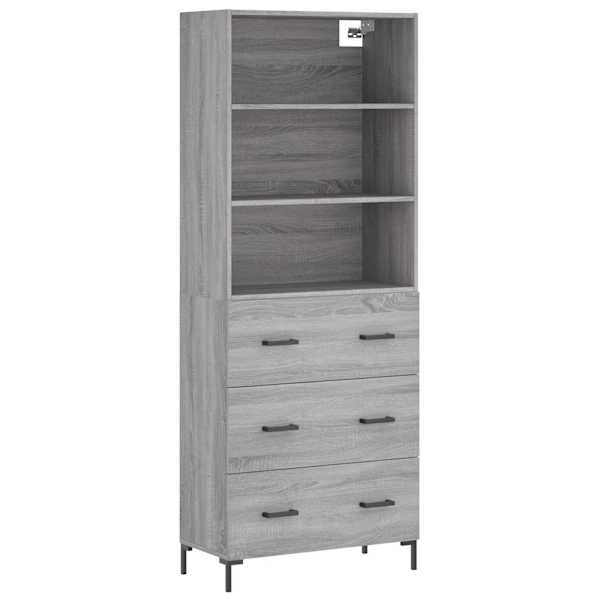 Kõrge kapp, hall Sonoma tamm, 69,5 × 34 × 180 cm, tehispuit