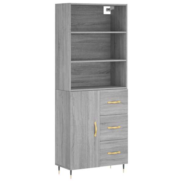 Kõrge kapp, hall Sonoma tamm, 69,5 × 34 × 180 cm, tehispuit
