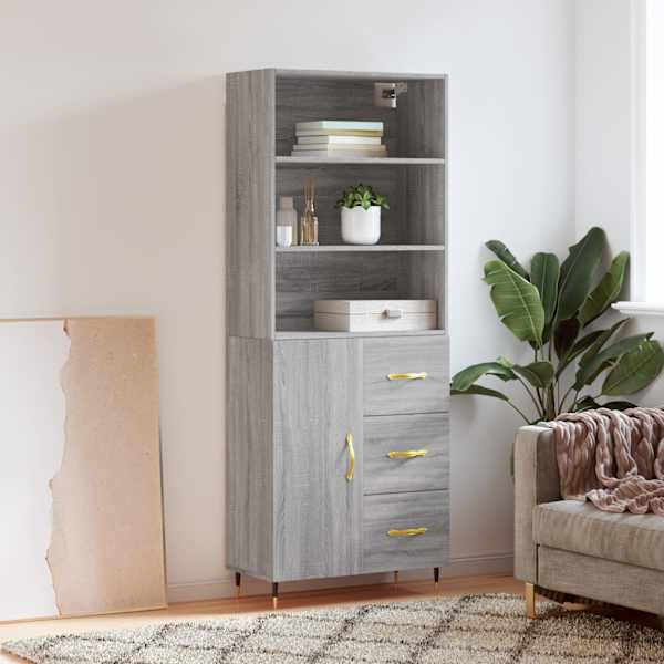 Kõrge kapp, hall Sonoma tamm, 69,5 × 34 × 180 cm, tehispuit