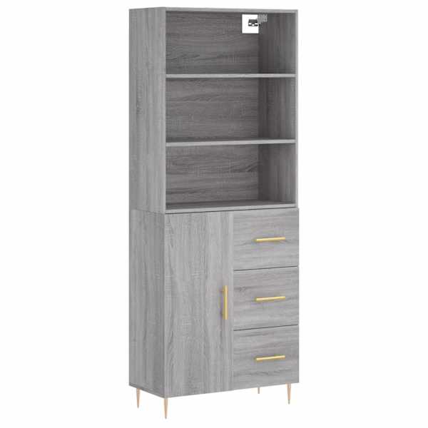 Kõrge kapp, hall Sonoma tamm, 69,5 × 34 × 180 cm, tehispuit