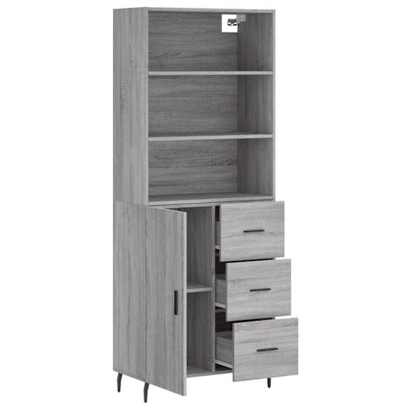 Kõrge kapp, hall Sonoma tamm, 69,5 × 34 × 180 cm, tehispuit