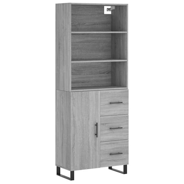 Kõrge kapp, hall Sonoma tamm, 69,5 × 34 × 180 cm, tehispuit