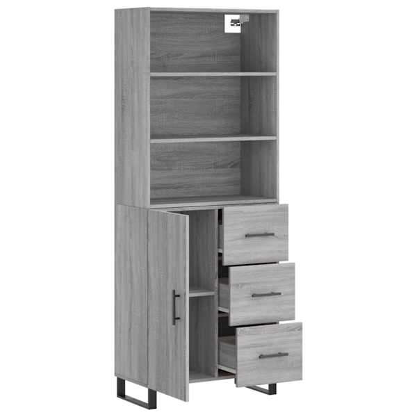 Kõrge kapp, hall Sonoma tamm, 69,5 × 34 × 180 cm, tehispuit