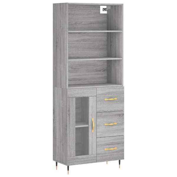 Kõrge kapp, hall Sonoma tamm, 69,5 × 34 × 180 cm, tehispuit