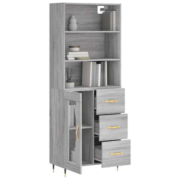 Kõrge kapp, hall Sonoma tamm, 69,5 × 34 × 180 cm, tehispuit