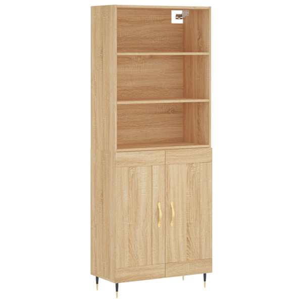 Kõrge kapp, Sonoma tamm, 69,5 × 34 × 180 cm, tehispuit