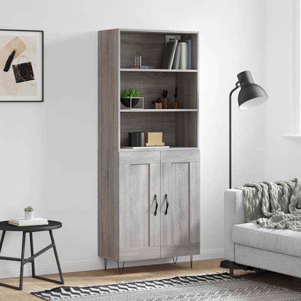 Kõrge kapp, hall Sonoma tamm, 69,5 × 34 × 180 cm, tehispuit
