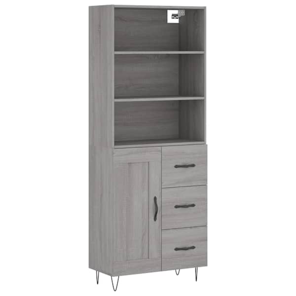 Kõrge kapp, hall Sonoma tamm, 69,5 × 34 × 180 cm, tehispuit