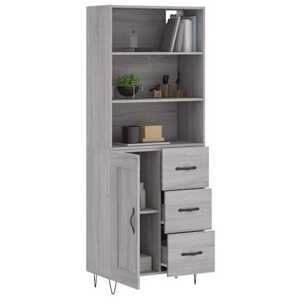 Kõrge kapp, hall Sonoma tamm, 69,5 × 34 × 180 cm, tehispuit