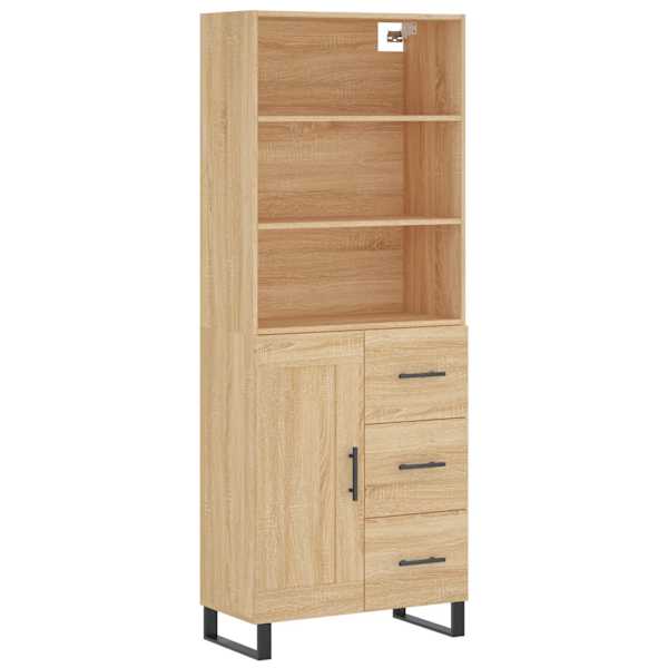 Kõrge kapp, Sonoma tamm, 69,5 × 34 × 180 cm, tehispuit