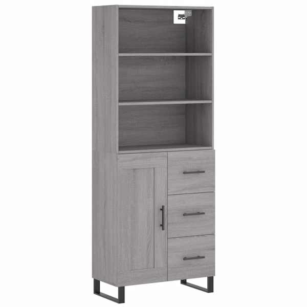 Kõrge kapp, hall Sonoma tamm, 69,5 × 34 × 180 cm, tehispuit