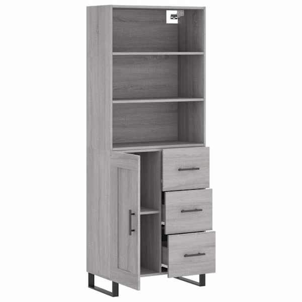 Kõrge kapp, hall Sonoma tamm, 69,5 × 34 × 180 cm, tehispuit