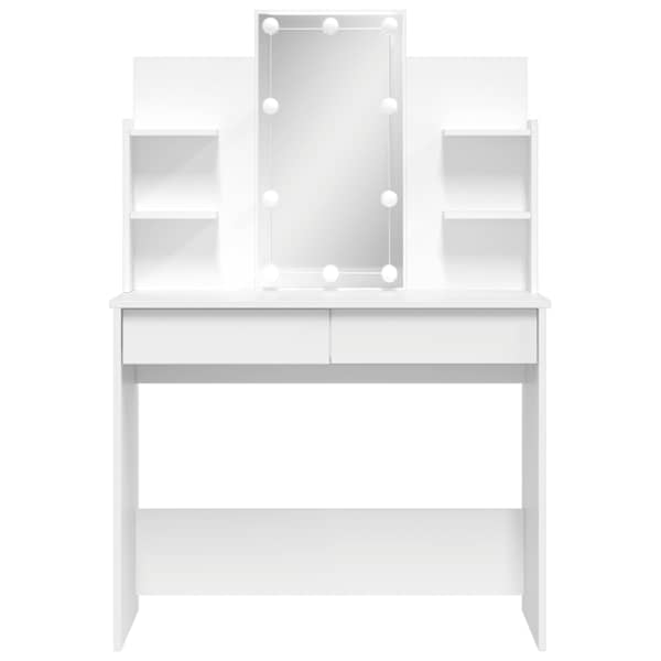 LED-valgustusega tualettlaud, valge, 96 × 40 × 142 cm