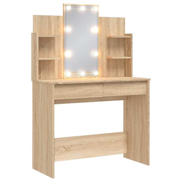 LED-valgustusega tualettlaud, Sonoma tamm, 96 × 40 × 142 cm