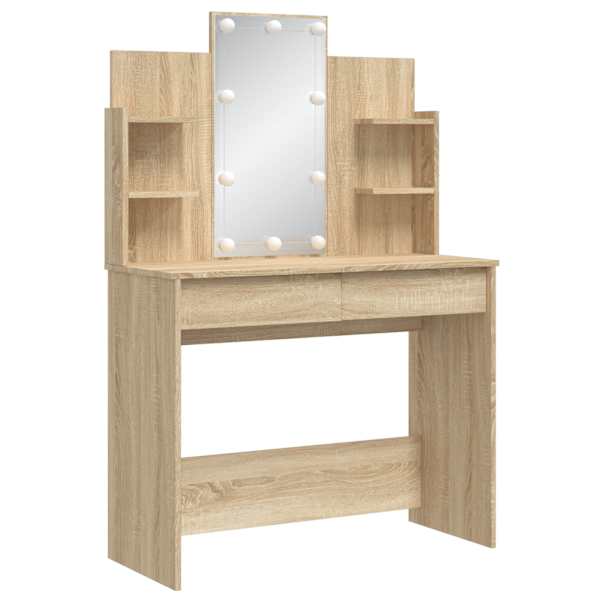 LED-valgustusega tualettlaud, Sonoma tamm, 96 × 40 × 142 cm